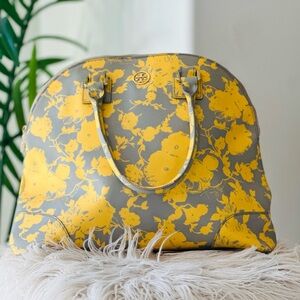 Tory Burch Yellow and Gray Floral Shoulder Bag